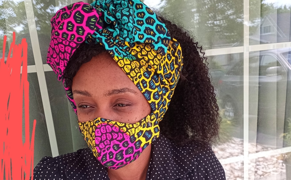 Twist and go head wrap and matching facemask